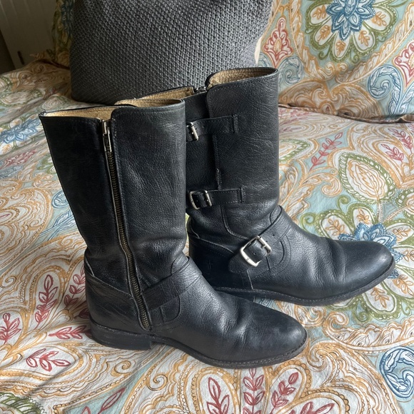 FRYE BLACK MOTO BOOTS SIZE 9.5 - Picture 3 of 5